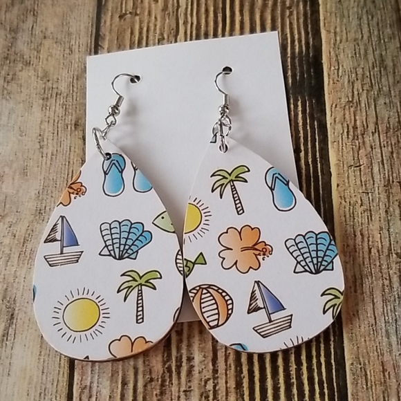 Jewelry - Newly Made Wooden Teardrop Earrings